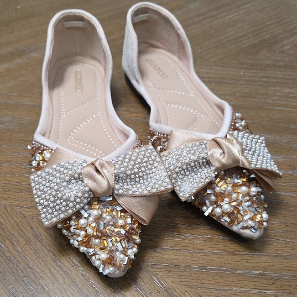 qxcgdyxt Shoes - QXCHDYXT Womans Rhinestone Ballet Flats, Size 8